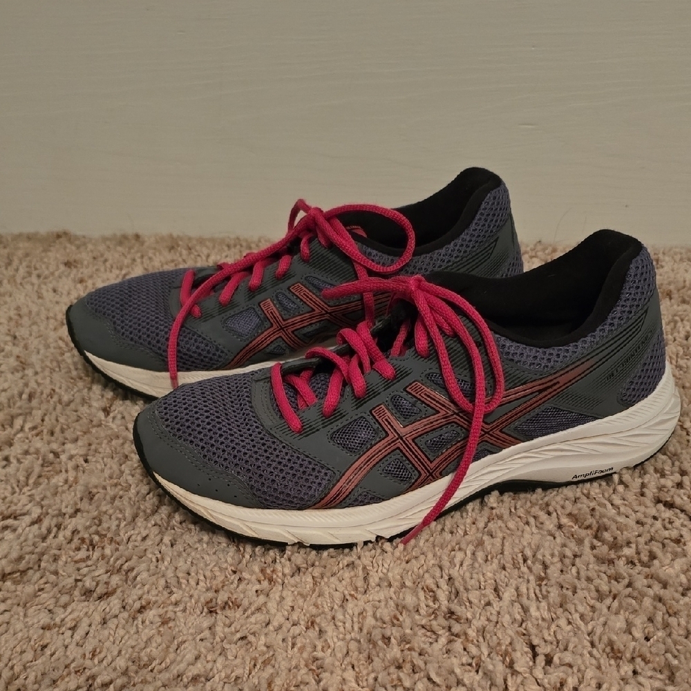 Asics Everyday Comfort Woman Gray and Pink Athletic Shoes Size 8.5